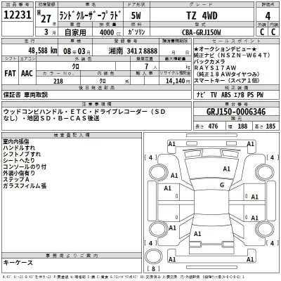 Toyota LAND CRUISER PRADO  с аукциона в Японии