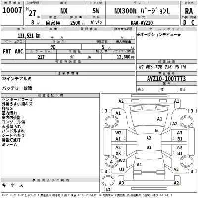 Lexus NX  с аукциона в Японии