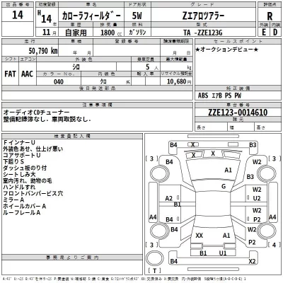 Toyota COROLLA FIELDER  с аукциона в Японии