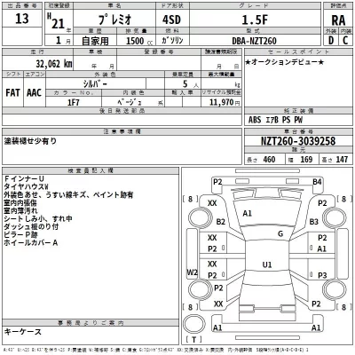 Toyota PREMIO  с аукциона в Японии