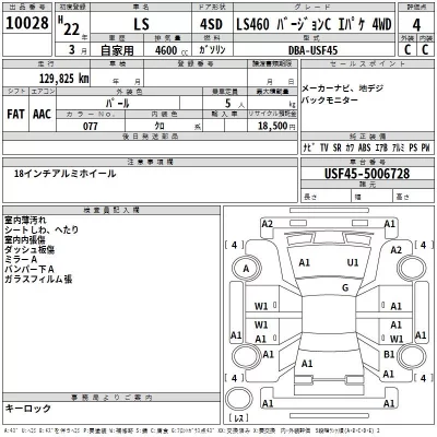 Lexus LS  с аукциона в Японии