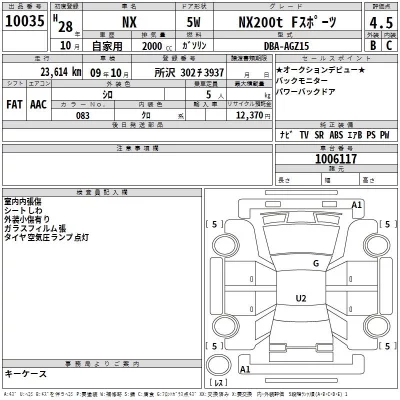 Lexus NX  с аукциона в Японии
