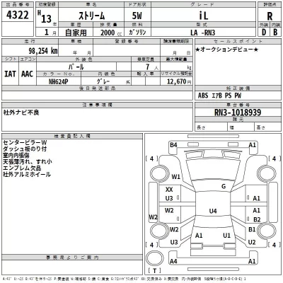 Honda STREAM  с аукциона в Японии
