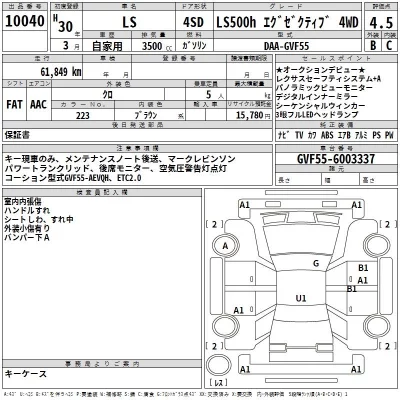 Lexus LS  с аукциона в Японии