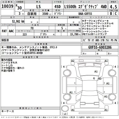 Lexus LS  с аукциона в Японии