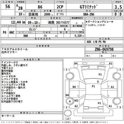 Toyota GT 86  с аукциона в Японии