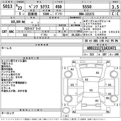 Mercedes-Benz S CLASS  с аукциона в Японии