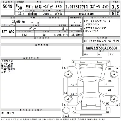 Audi A5  с аукциона в Японии