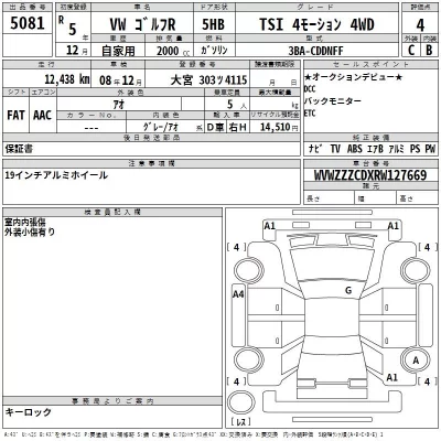 Volkswagen GOLF  с аукциона в Японии
