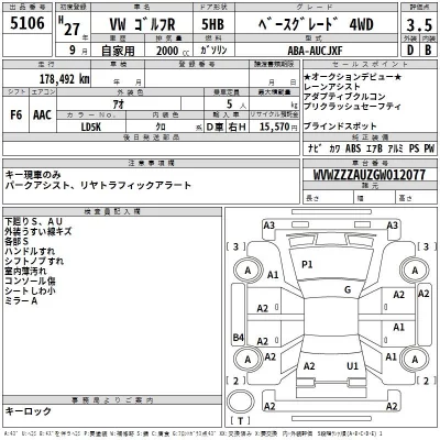 Volkswagen GOLF  с аукциона в Японии