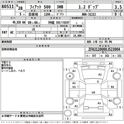 Fiat 500  с аукциона в Японии