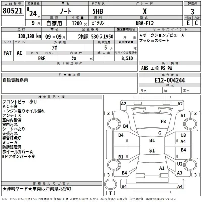 Nissan NOTE  с аукциона в Японии