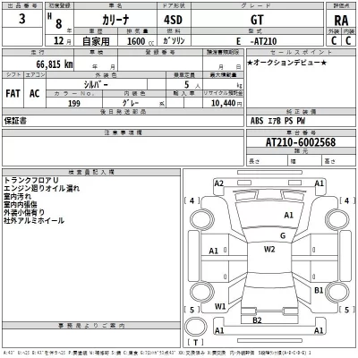 Toyota CARINA  с аукциона в Японии