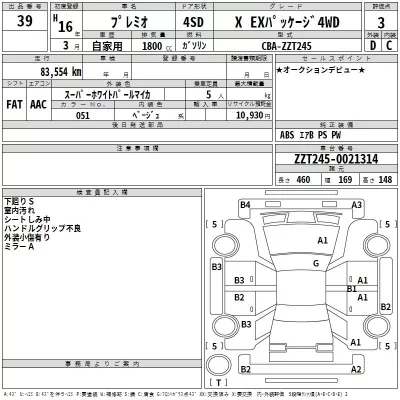 Toyota PREMIO  с аукциона в Японии