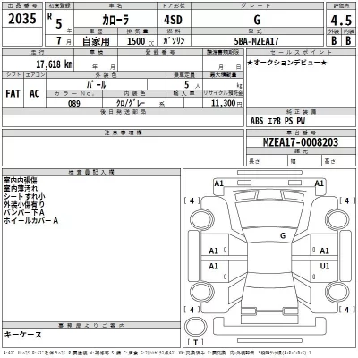 Toyota COROLLA  с аукциона в Японии