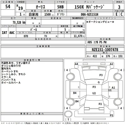 Toyota AURIS  с аукциона в Японии