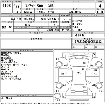 Fiat 500  с аукциона в Японии