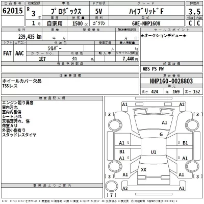 Toyota PROBOX  с аукциона в Японии