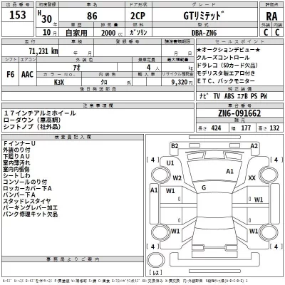 Toyota GT 86  с аукциона в Японии