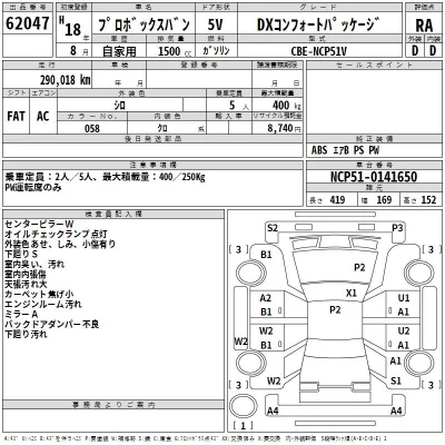 Toyota PROBOX  с аукциона в Японии