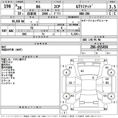 Toyota GT 86  с аукциона в Японии