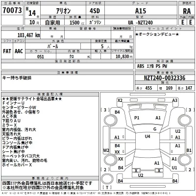 Toyota ALLION  с аукциона в Японии