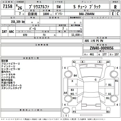 Toyota PRIUS ALPHA  с аукциона в Японии