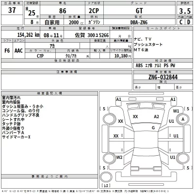 Toyota GT 86  с аукциона в Японии