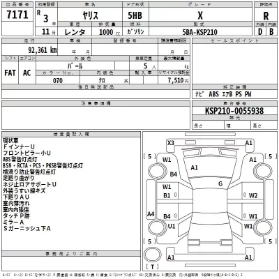 Toyota YARIS  с аукциона в Японии