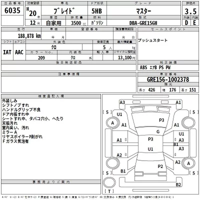 Toyota BLADE  с аукциона в Японии