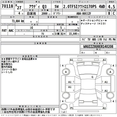 Audi Q3  с аукциона в Японии