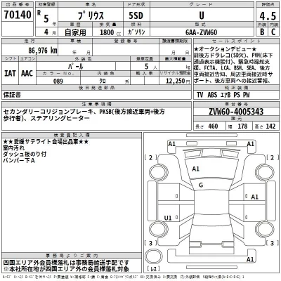 Toyota Prius  с аукциона в Японии