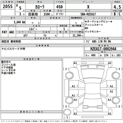 Toyota COROLLA  с аукциона в Японии