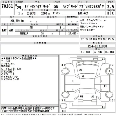 Honda ODYSSEY  с аукциона в Японии