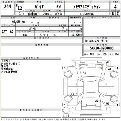 Toyota GAIA  с аукциона в Японии