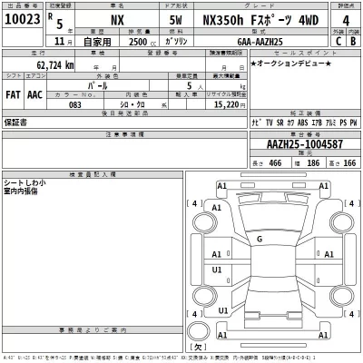 Lexus NX  с аукциона в Японии