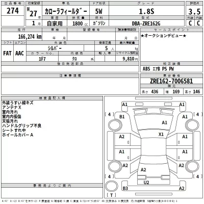 Toyota COROLLA FIELDER  с аукциона в Японии