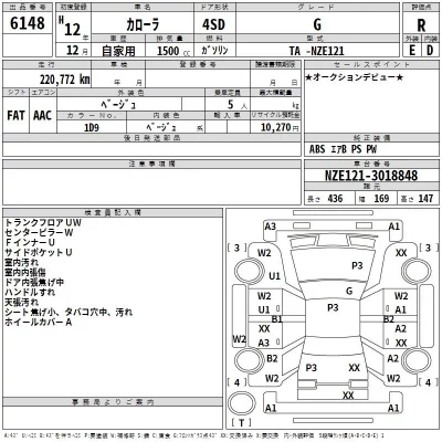 Toyota COROLLA  с аукциона в Японии