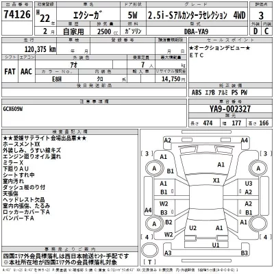Subaru EXIGA  с аукциона в Японии