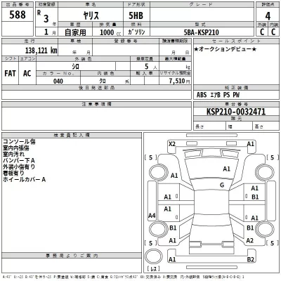 Toyota YARIS  с аукциона в Японии