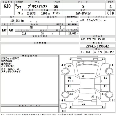 Toyota PRIUS ALPHA  с аукциона в Японии