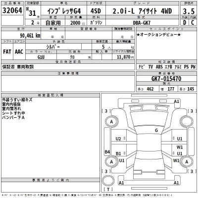 Subaru IMPREZA G4  с аукциона в Японии