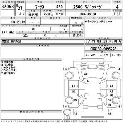 Toyota MARK X  с аукциона в Японии