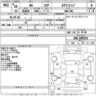 Toyota GT 86  с аукциона в Японии