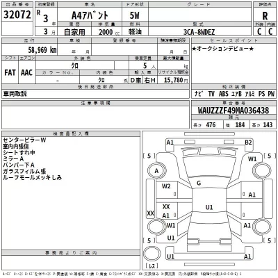 Audi A4  с аукциона в Японии