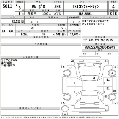 Volkswagen POLO  с аукциона в Японии