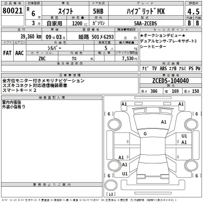 Suzuki SWIFT  с аукциона в Японии