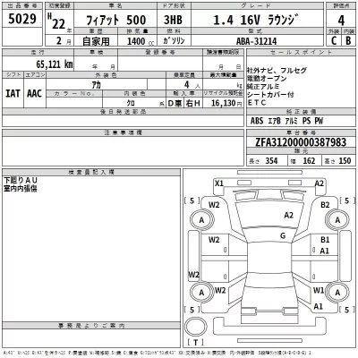 Fiat 500  с аукциона в Японии