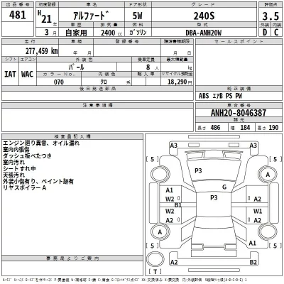 Toyota ALPHARD  с аукциона в Японии