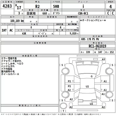 Subaru R2  с аукциона в Японии